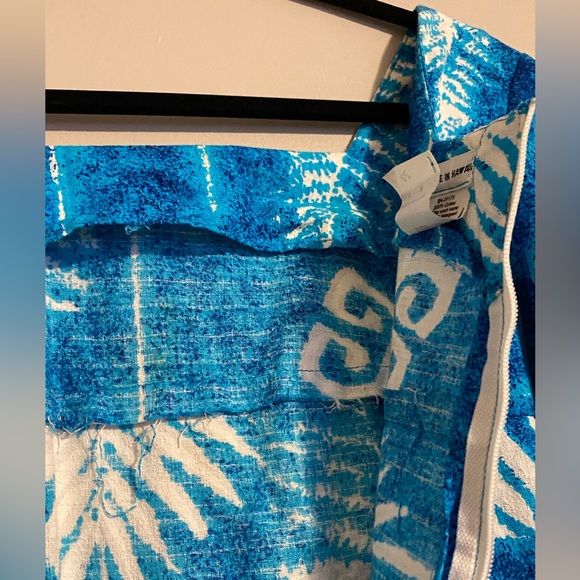 Vintage  maxi dress women’s medium palm fronds barkcloth blue - Picture 7 of 11